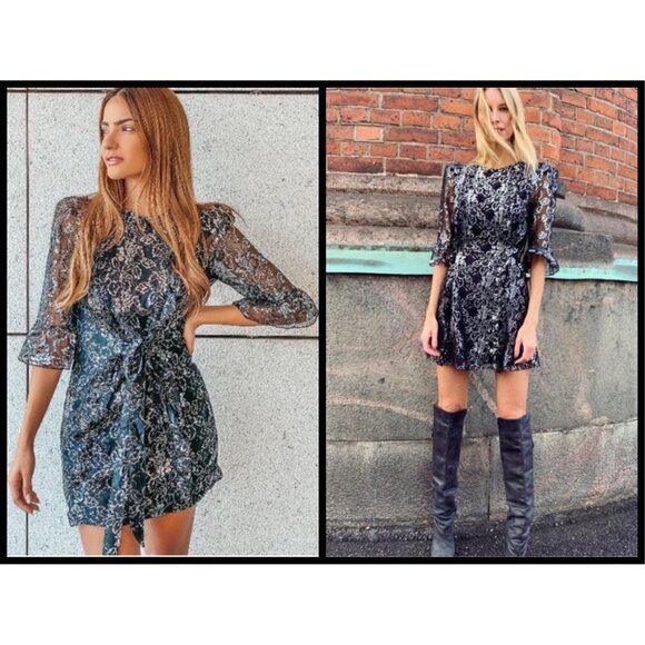 💕VAMPIRE'S WIFE x H&M💕 Silver Lace Mini Dress - Picture 10 of 17